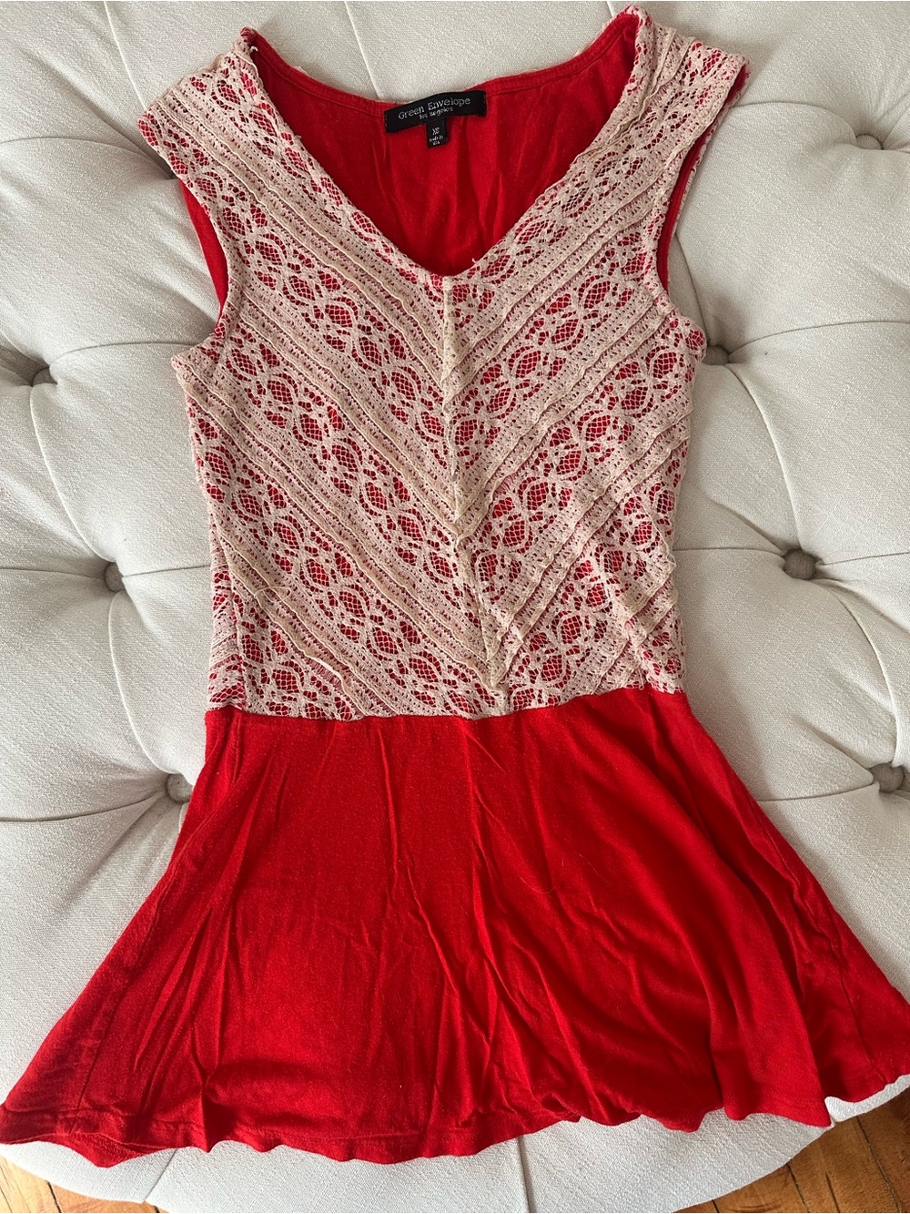 Red Sleeveless Lace Overlay top